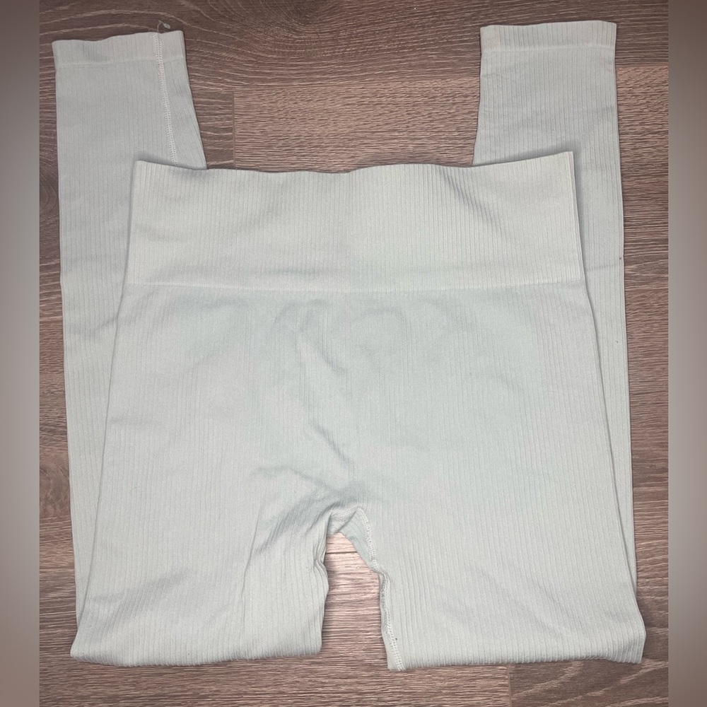 SACRÉ RAINA RIB KNIT PANT women’s leggings size large in green